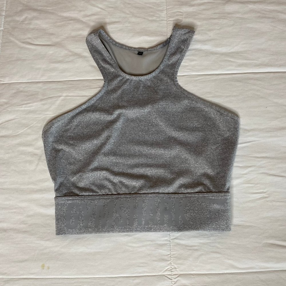 Gymshark Serene Sports Crop Top Light Grey M